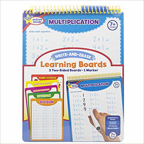 Picture of Active Minds - Write-and-Erase - Wipe Clean Learning Boards Ages 7+ - Multiplication, Division, USA States and Capitals