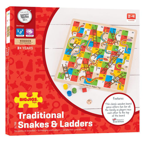 Picture of Traditional Snakes and Ladders - BigJigs Toys - Wooden Board Games