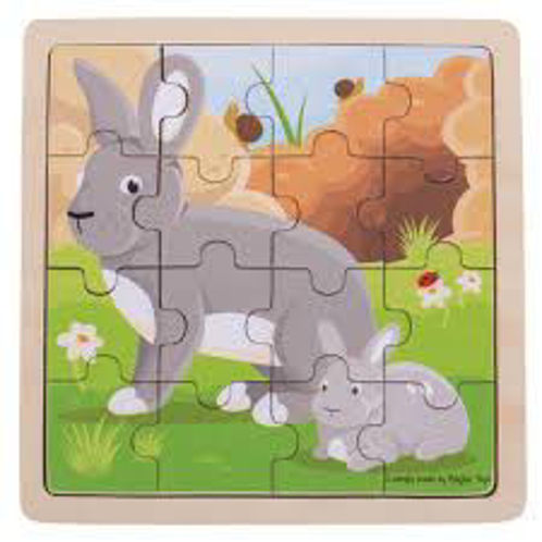 Picture of Rabbit & Kitten Puzzle - Wooden Puzzles - BigJigs