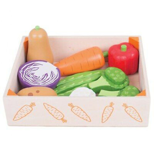 Picture of Vegetable Crate - Bigjigs Toys - Wooden Vegetable Crate - Play Food and Role Play Toys