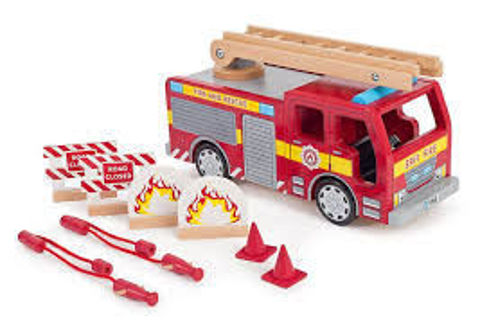 Picture of Fire Engine - BigJigs Toys - Wooden Vehicles Toys