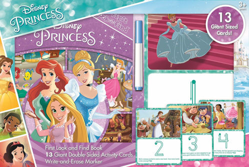 Picture of Disney Princess - First Look and Find Book and 13 Giant Double-Sided Write-and-Erase Wipe Clear Activity Cards - PI Kids