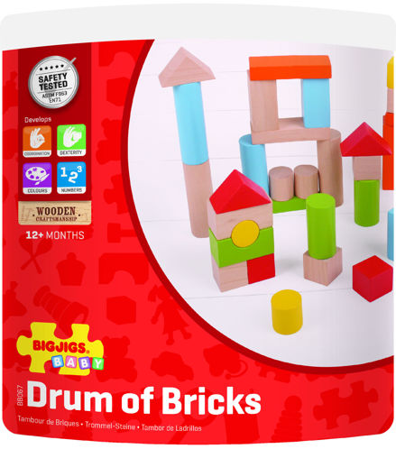 Picture of Tub of Bricks - Wooden Colorful Bricks - BigJigs
