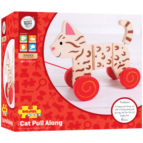 Picture of Wooden Cat Pull Along -Orange Cat - Baby Toy - BigJigs