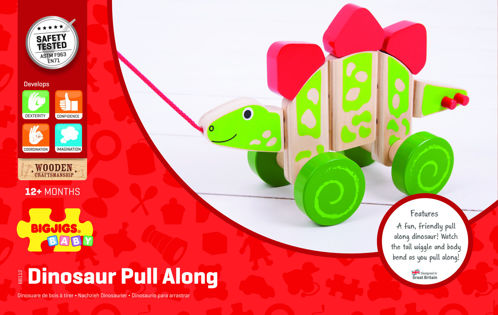 Picture of Wooden Stegosaurus Pull Along - Wooden Pull Along - Dinosaurs - BigJigs