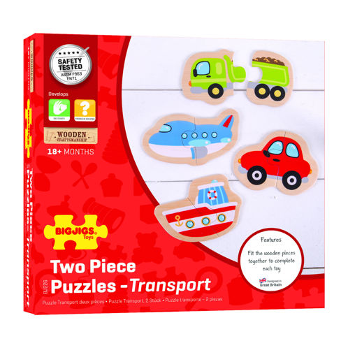 Picture of Two Piece Puzzles - Transport - Wooden Puzzle - BigJigs