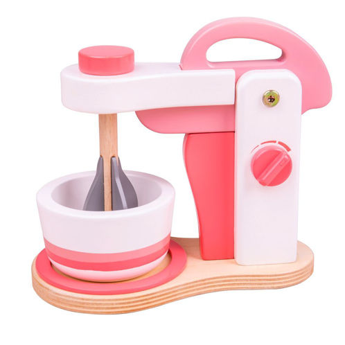 Picture of Wooden Pink Food Mixer - Pretend Toy - BigJigs