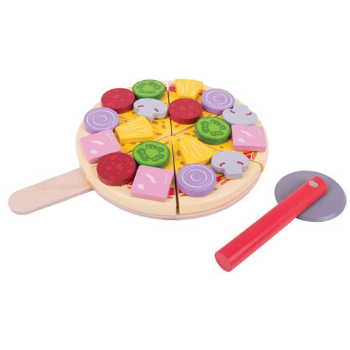 Picture of Cutting Wooden Pizza - Pretend Play - BigJigs