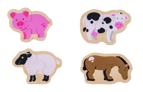 Picture of Two Piece Puzzles - Farm - Wooden Puzzles - BigJigs