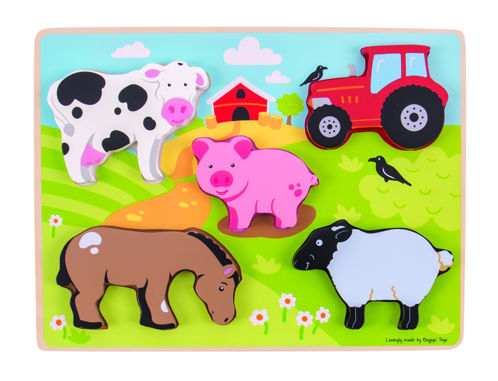 Picture of Chunky Lift Out Farm - Wooden Puzzles - BigJigs