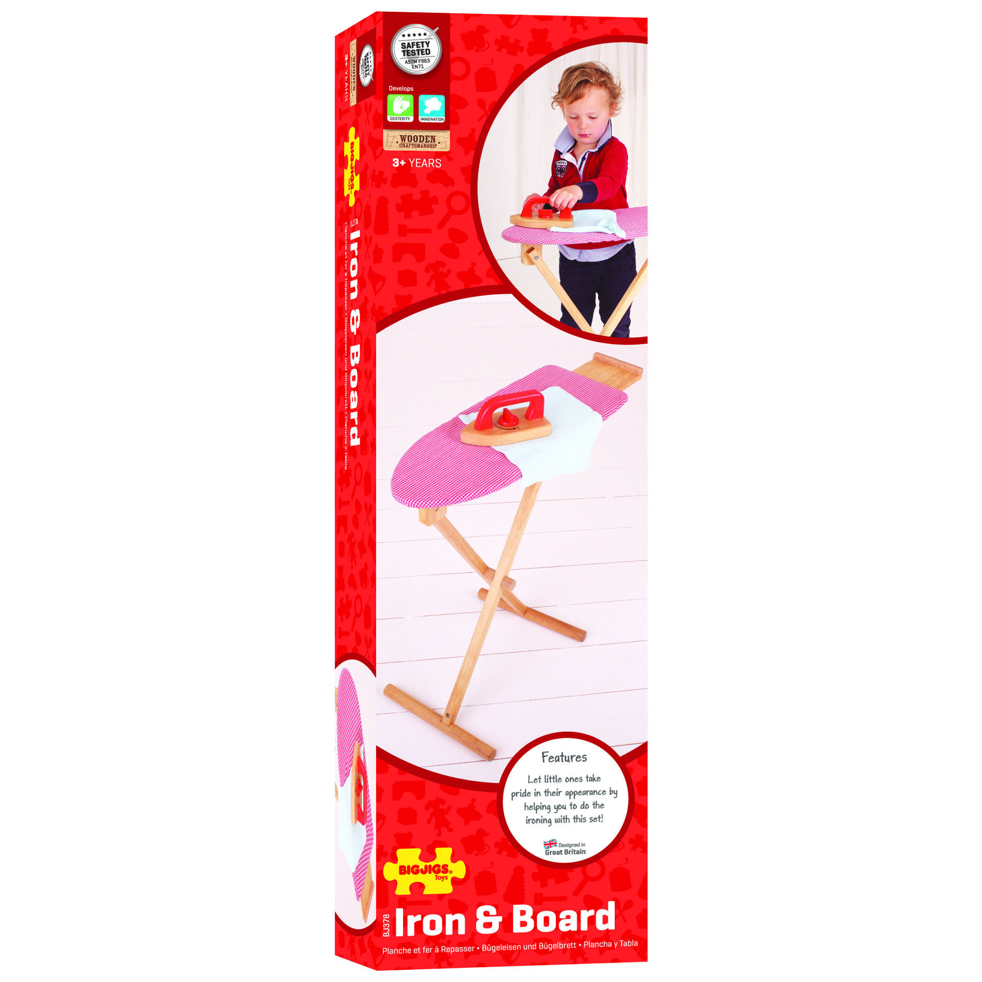 Ironing Board with Iron Wooden Pretend Toys BigJigs Shop Kids Toy