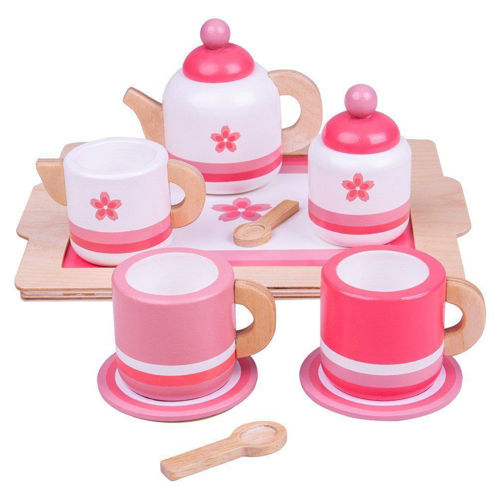 Picture of Pink Tea Tray - Wooden Pretend Play - BigJigs