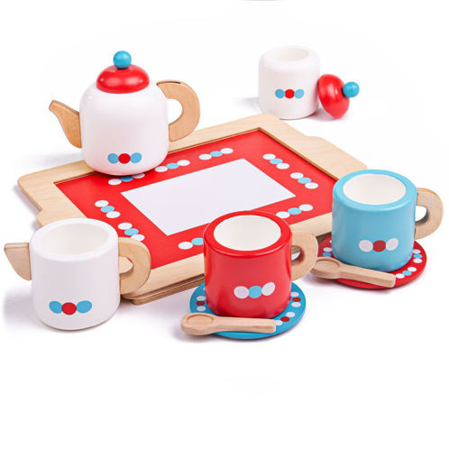 Picture of Wooden Colorful Tea Tray - Wooden Pretend Play - BigJigs
