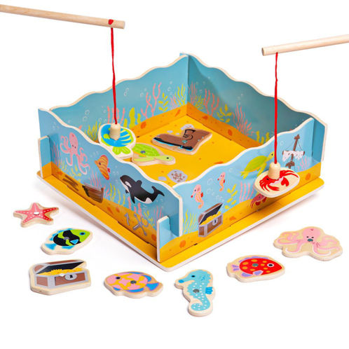 Picture of Magnetic Fishing Game with Base - Wooden Games - BigJigs