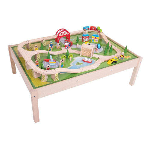 Picture of Services Train Set and Table - Wooden Train Set - BigJigs