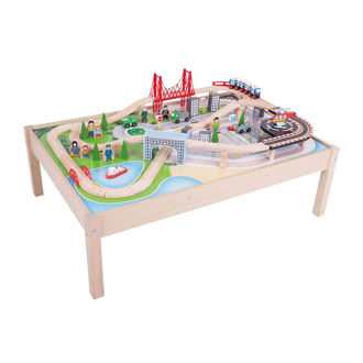Picture of City Train Set and Table - Wooden Train Table - BigJigs