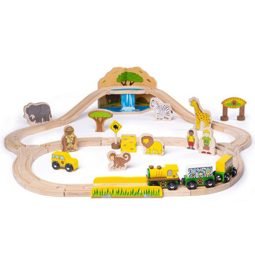 Picture of Safari Train Set - Wooden Train Sets - BigJigs