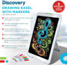 Picture of Discovery Kids Neon Glow Drawing Easel w/ 6 Color Markers, Built-in Kickstand/Wall Mount, 5 Light Modes, Easy Clean/Washable, Wide Screen