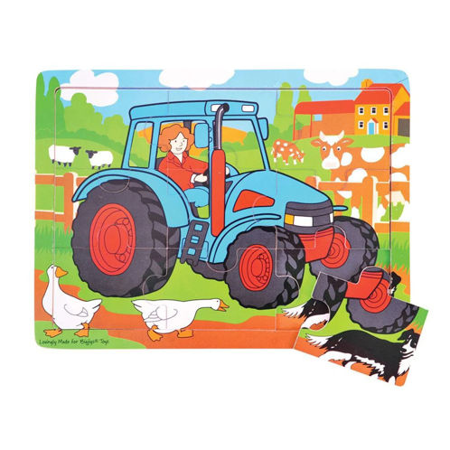 Picture of Tray Puzzle Tractor - BigJigs - Wooden Puzzles