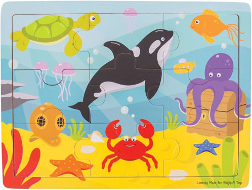 Picture of Bigjigs Toys Wooden Educational Tray Puzzle (Underwater) Chunky Wood Jigsaw
